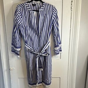 J Crew Blue and White Striped Dress with Belt